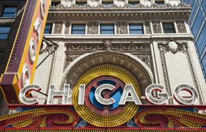 Chicago theater marquee near Hotel Chicago Downtown, Autograph Collection