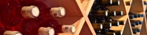 Racks of wine in wine cellar with different bottles at Hotel Chicago Downtown, Autograph Collection